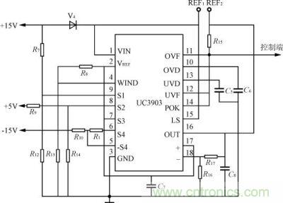 三路輸出模塊電源過(guò)、欠壓保護(hù)電路圖