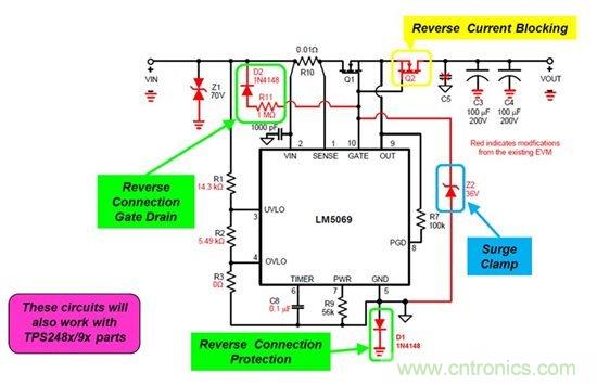 針對反向連接、浪涌鉗位以及反向電流保護(hù)進(jìn)行防御