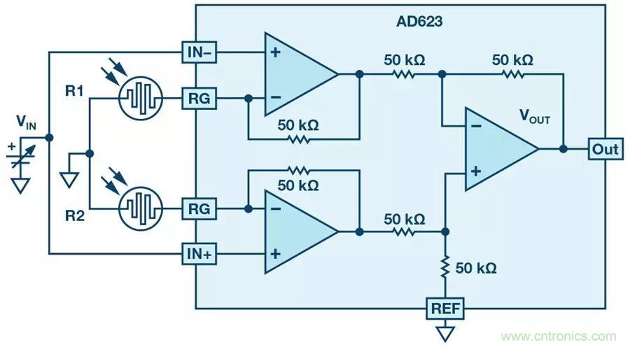 你有沒有試過用儀表放大器測量兩個光源的相對強度？