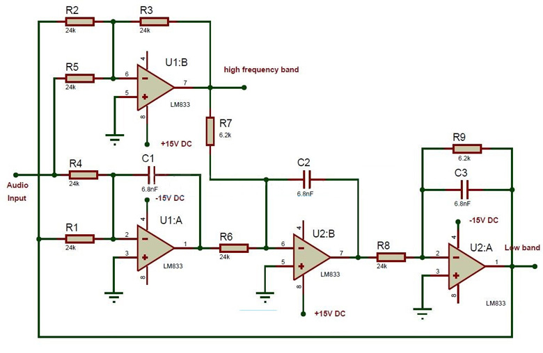 有源音頻交叉電路 有源音頻交叉電路