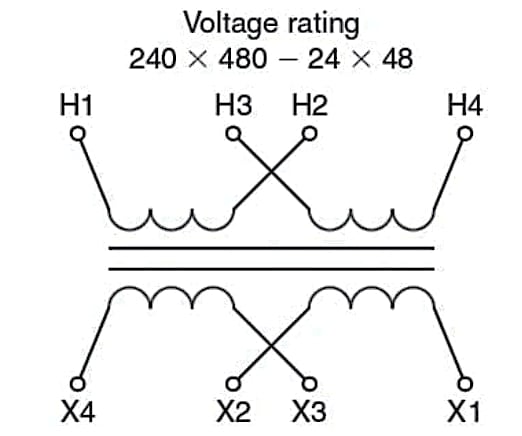具有雙電壓額定值的變壓器配置 具有雙電壓額定值的變壓器配置