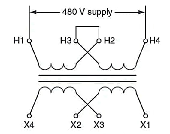 具有雙電壓額定值的變壓器配置 具有雙電壓額定值的變壓器配置